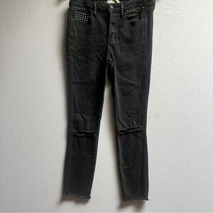 Free People Black Studded Skinny Distressed Women's Jeans Sz 28